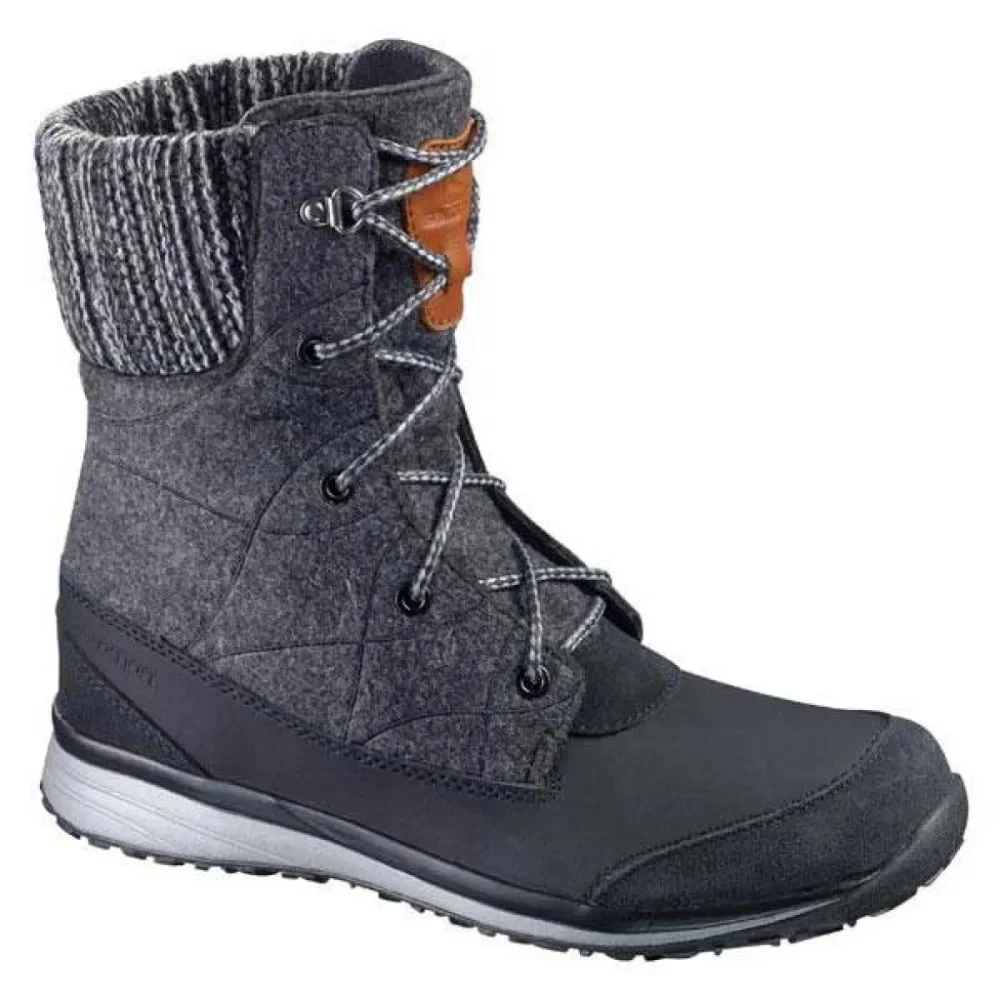 Salomon Wool & Suede Leather Grey/Black Waterproof Hime Mid Boots